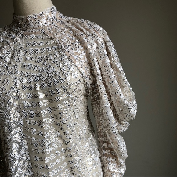 NWT Zara Vintage Inspired Sequin Top Blouse - Picture 3 of 9